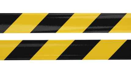 Cautionary yellow and black striped hazard warning signs