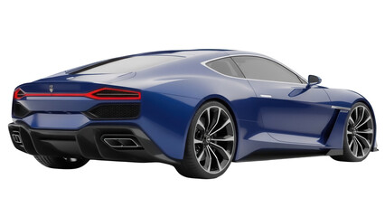 Obraz premium Sleek blue sports car isolated PNG, modern automotive design with aerodynamic features for transportation and luxury car concepts