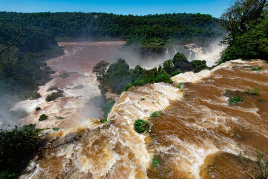 Iguazu Falls with Salto Mbigua and Salto Gpque Bernabe Mendez in Argentina