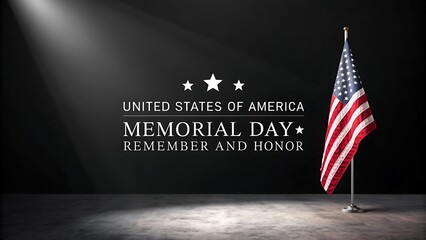 The patriotic American flag with red and white stripes and white stars ripples in the wind on a pole against the blue sky at the Washington Monument in the United States as a symbol of freedom
