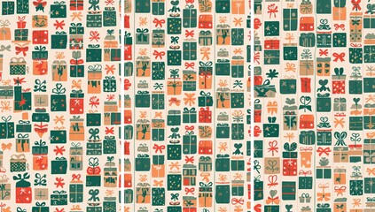 Fototapeta premium Abstract Festive Gift Shapes Seamless Christmas Triptych
