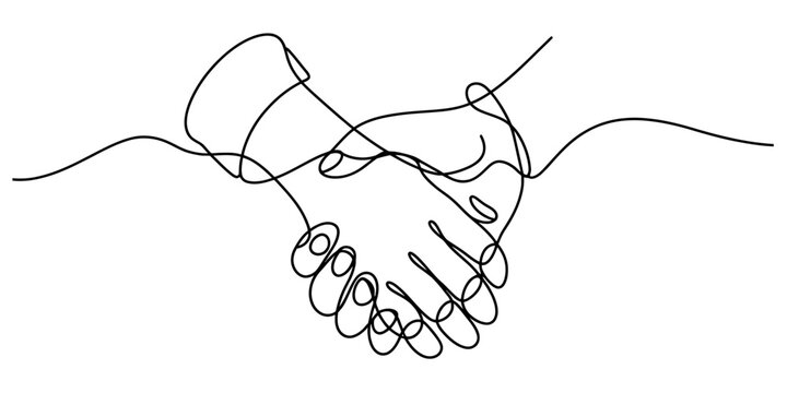 Continuous line art illustration of a handshake symbolizing business agreement Vector, illustration - Powered by Adobe