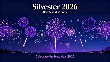 Happy New Year fireworks celebration vector illustration featuring festive holiday fire design with stars and lights on a black night background for a 2014 party event card