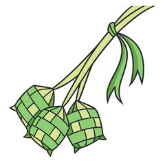 Illustration of  ketupat or rice dumpling