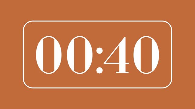 45 second countdown timer with retro style on brown background ideal for time management visuals, presentations, and modern retro digital concepts