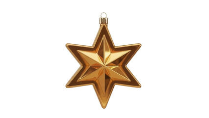 Golden star Christmas ornament isolated PNG, festive holiday decoration for seasonal design and graphic elements on transparent background
