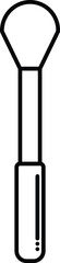 A minimalist line art icon of a makeup brush or applicator, featuring a sleek handle and a rounded brush head, designed in a clean, professional vector style on a white background.