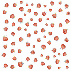Cute Kawaii Apple Juice Cocktail Seamless Pattern with Straw and Lemon Slice Vector Background