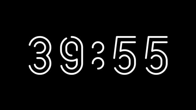 Countdown digital timer from 40 minute to 39 minute on black background suitable for time management, productivity, deadlines, presentations