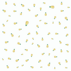 Cute Kawaii Pineapple Seamless Pattern on White Background Vector Illustration