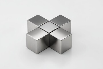 Fototapeta premium Metallic cube arrangement abstract composition on white background