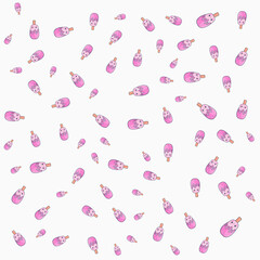 Cute Kawaii Pink Popsicle Seamless Pattern with Sprinkles on White Background Vector Illustration