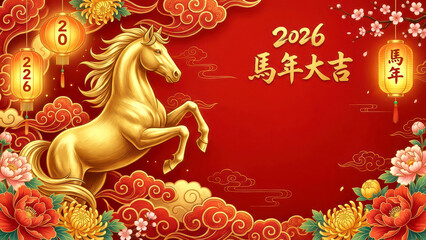 Auspicious Golden Horse 2026 Chinese New Year Celebration