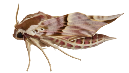 Pink and brown elephant hawk moth PNG isolated on transparent background, Deilephila elpenor for nature and wildlife designs