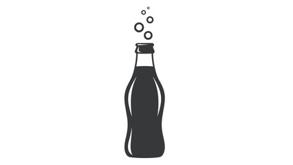 Minimalist Soda Bottle Silhouette with Bubbles Icon