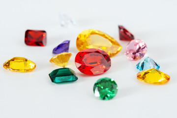 Bright gems isolated on a white background