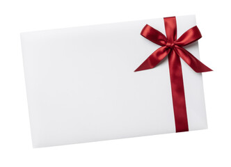 gift card with red ribbon on white background