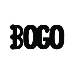 Black Bold BOGO Text on a White Background for a Sale Offer