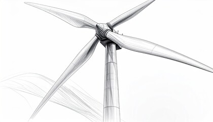 Sketch of a wind turbine generating power from the wind