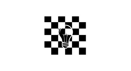The light bulb standing in the middle of a chess board showing creativity and strategy for success © M