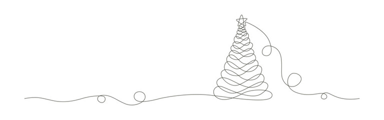 pine tree with single line art drawing vector illustration design.