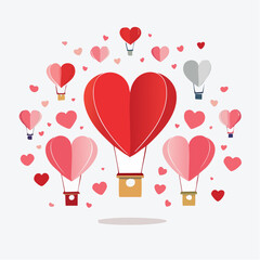 Romantic Valentine background with floating heart elements in flat vector style. Ideal for banners, posters, social media, greeting cards, and seasonal love-themed designs.