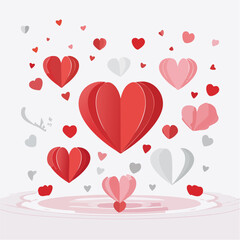 Romantic Valentine background with floating heart elements in flat vector style. Ideal for banners, posters, social media, greeting cards, and seasonal love-themed designs.