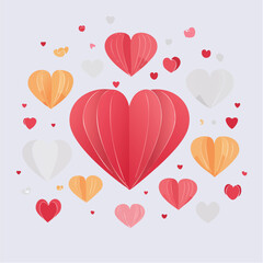 Romantic Valentine background with floating heart elements in flat vector style. Ideal for banners, posters, social media, greeting cards, and seasonal love-themed designs.