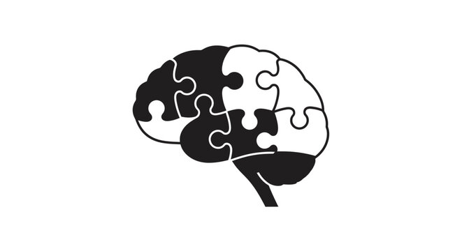 Black and white brain illustration made of puzzle pieces representing memory capacity