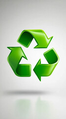 Obraz premium Recycling icon symbolizing sustainable industry and waste data management, with natural shadow and cyber technology aesthetic, seamless loopable abstract design for digital use. 