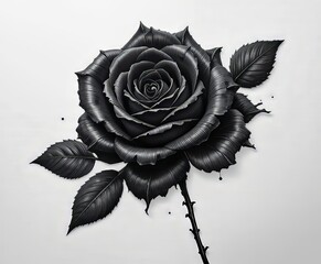 tatuaje de rosa negra sobre fondo blanco
