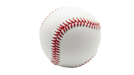 Baseball with red stitching isolated PNG, sport equipment for baseball game on transparent background, athletic competition