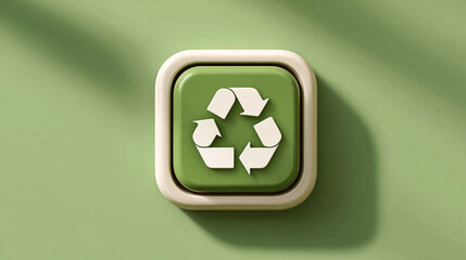 Recycling icon symbolizing sustainable industry and waste data management, with natural shadow and cyber technology aesthetic, seamless loopable abstract design for digital use.
