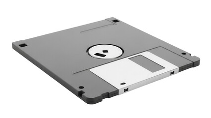 Gray 3 5 inch floppy disk isolated PNG, vintage computer storage media for data backup and retro technology concepts