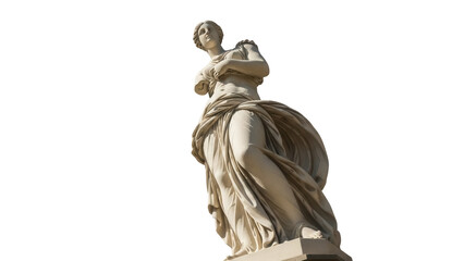 Elegant marble statue of a woman isolated PNG on transparent background, classical sculpture for art and design projects