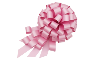 Light pink gift bow isolated PNG, decorative ribbon rosette for birthday present wrapping and holiday celebration