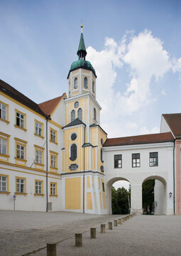 Baroque cathedral exterior in Freising Bavaria on a sunny day