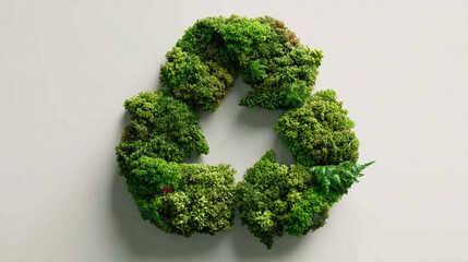 Recycling icon symbolizing sustainable industry and waste data management, with natural shadow and cyber technology aesthetic, seamless loopable abstract design for digital use.
