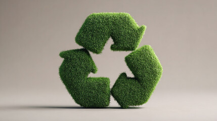 Recycling icon symbolizing sustainable industry and waste data management, with natural shadow and cyber technology aesthetic, seamless loopable abstract design for digital use.
