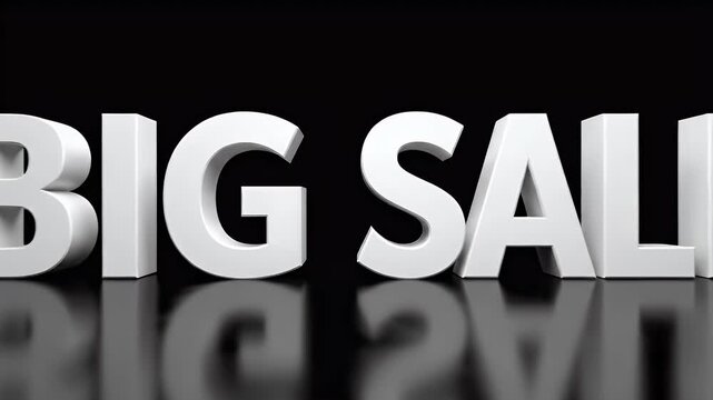 Modern kinetic BIG SALE typography with bold sans serif letters and smooth scale motion