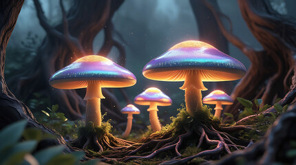 Fototapeta premium Enchanted forest mushrooms