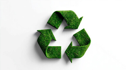 Recycling icon symbolizing sustainable industry and waste data management, with natural shadow and cyber technology aesthetic, seamless loopable abstract design for digital use.
