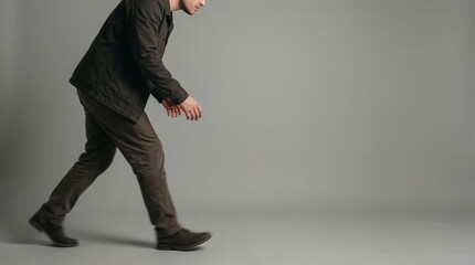 Person walking forward symbolizing progress, movement and forward direction
