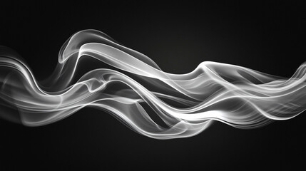 Abstract white smoke swirling elegantly against a deep black background, creating a mysterious and ethereal visual effect.