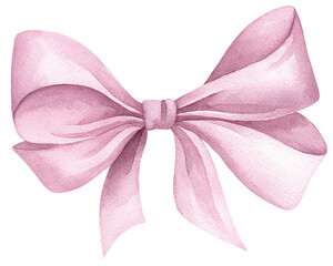 Beautiful pink bow on transparent background for decoration and design.