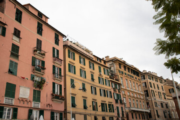 Fototapeta premium historic european italian buildings in the center of genoa