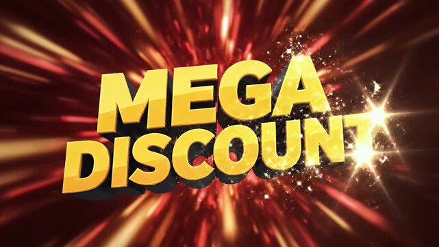 Sales MEGA DISCOUNT typography with bold condensed font and dynamic motion effect