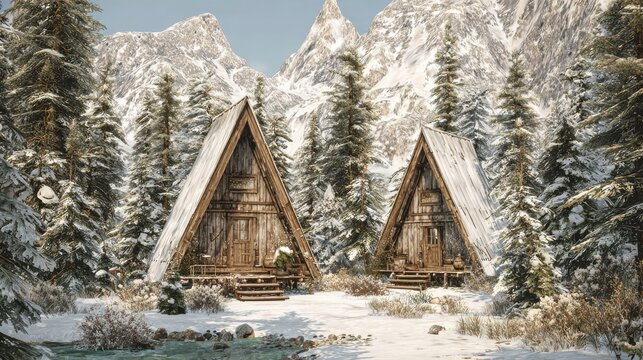 snowladen scandinavian mountain cocooning rustic cabins perfect for hygge celebrations or a whimsical imbolc winter retreat