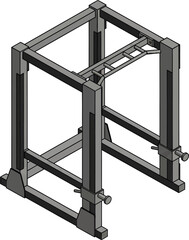 Heavy duty gym squat rack with pull up bars vector illustration