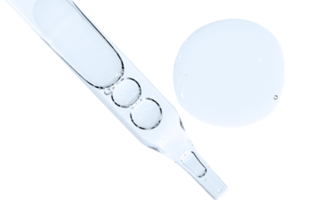 A sample of facial serum or gel or moisturizer with a pipette. Isolated on white